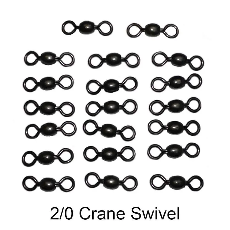 Crane 2/0 Dull Black Barrel Swivels – Pack of 20