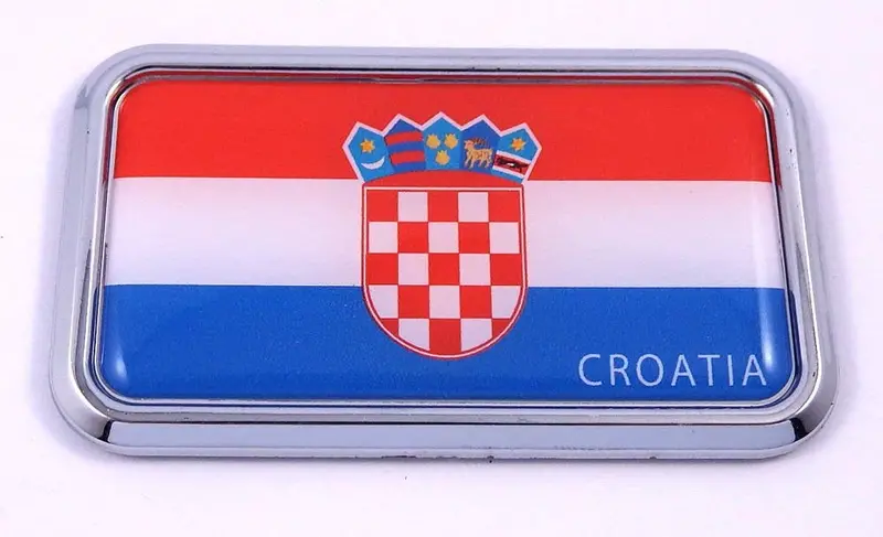 Croatia Flag Chrome 3D Car Decal Sticker – 3″ x 1.75″ Rectangular Emblem