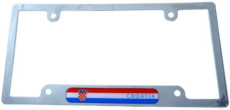 Croatian Flag License Plate Frame – Chrome-Finished Plastic Tag Holder (CP08 Style)