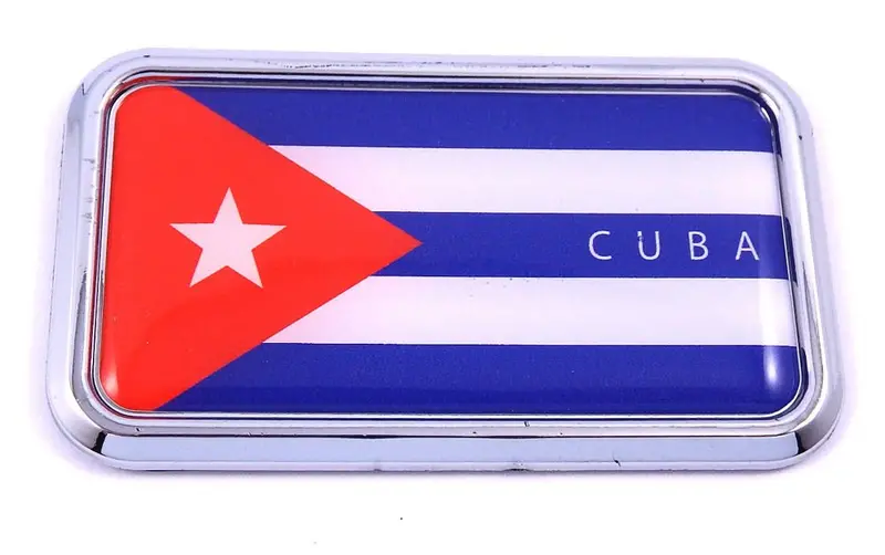 Cuba Flag Chrome 3D Car Decal Sticker – 3″ x 1.75″ Rectangular Emblem