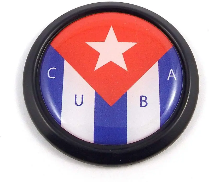 Cuba Flag Decal – 3D Black Round Patriotic Auto Emblem (1.85″)