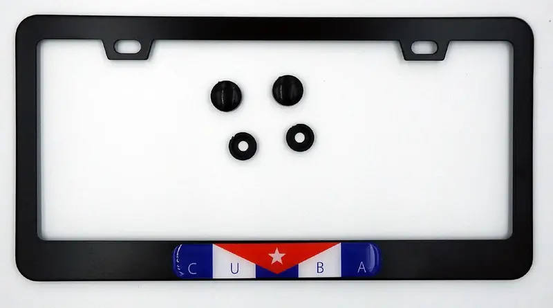 Cuba National Flag License Plate Frame – Rugged Black Aluminum Build