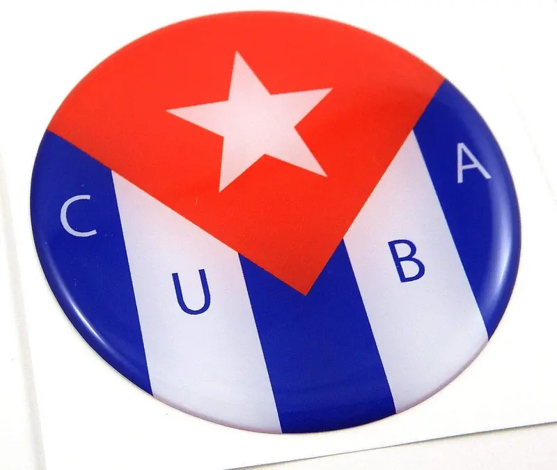Cuban Flag Round Domed Vinyl Decal – 2.44″ Car and Bicycle Emblem