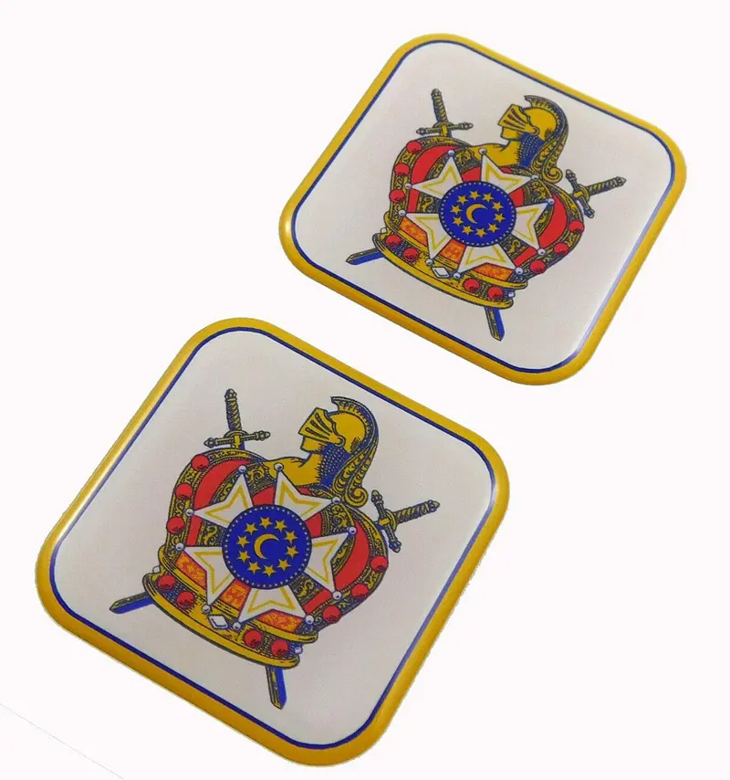 DeMolay Masonic Emblem Square Domed Vinyl Decal – 1.5″ Car & Bike Gel Sticker (2-Pack)