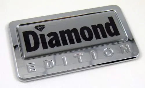 Diamond-Design Domed Chrome Vehicle Emblem for Cars, Bikes, and Motorcycles