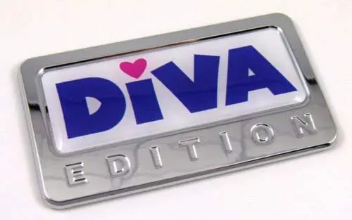 Diva-Themed Domed Chrome Auto Emblem for Cars and Motorcycles