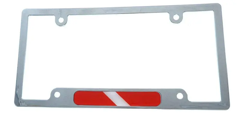 Diver’s Flag License Plate Border – Chrome-Plated Plastic Frame with Safety Style (CP08)
