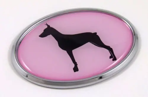 Doberman Dog Decal – Pink 3D Chrome Pet-Themed Auto, Bike & Truck Sticker