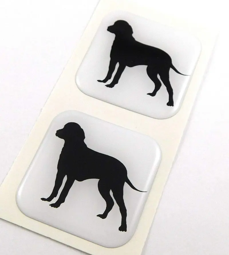 Dog Lover Pet Flag Square Domed Vinyl Decal – 1.5″ Auto & Bike Gel Sticker (2-Pack)