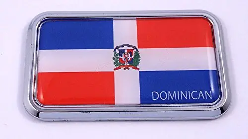 Dominican Republic Flag Chrome Car Decal Sticker – 3″ x 1.75″ Rectangular Emblem