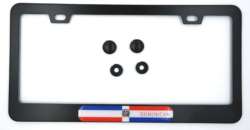 Dominican Republic Flag License Plate Frame – Premium Black Aluminum
