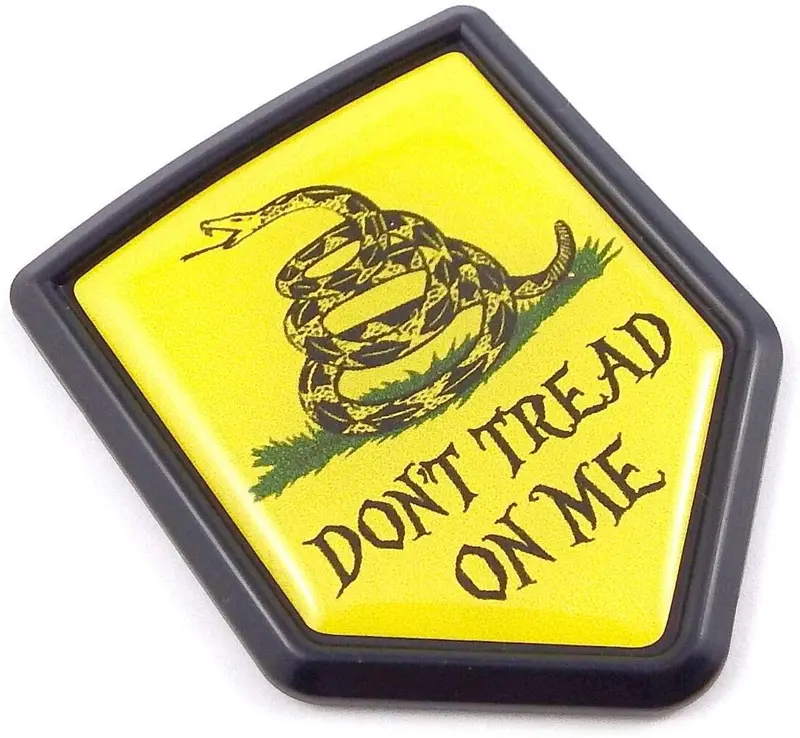 Don’t Tread on Me Flag 3D Auto Decal – Black Shield Patriotic Emblem