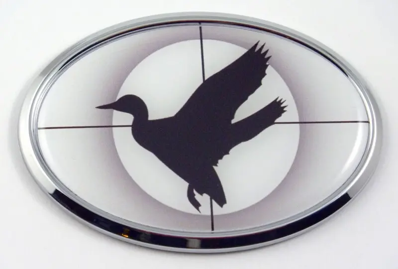 Duck Hunting Chrome Decal with Target Motif for Trunks, Trucks, and Outdoor Use