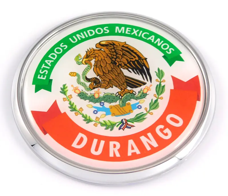 Durango State Chrome Car Emblem – 3D Round Decal, 2.75 Inches