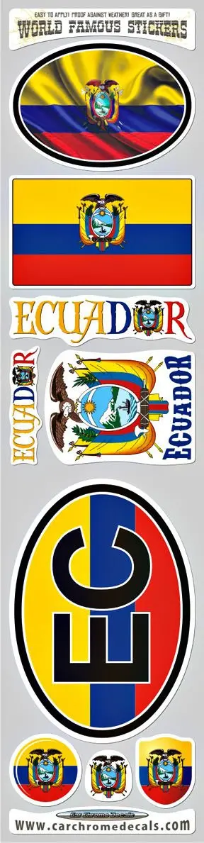 Ecuador Flag Sticker Pack – 9-Piece Vinyl Decals for Cars, Bikes & Laptops