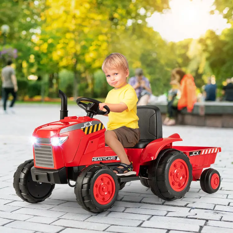 Electric Ride-On Tractor for Toddlers: 2-in-1 Toy with Detachable Trailer & Remote Control