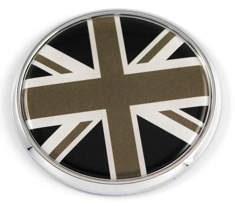 England Flag Chrome 3D Emblem – 2.75″ Monochrome Round Badge for Cars