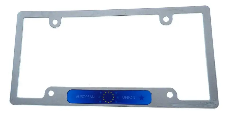 European Union Flag License Plate Border – Chrome Plastic Frame for Cars (CP08)