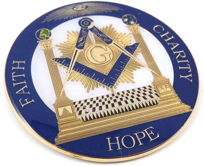 Faith, Hope & Charity Masonic Chrome Car Decal – 3″ Metal Emblem (MAS28)