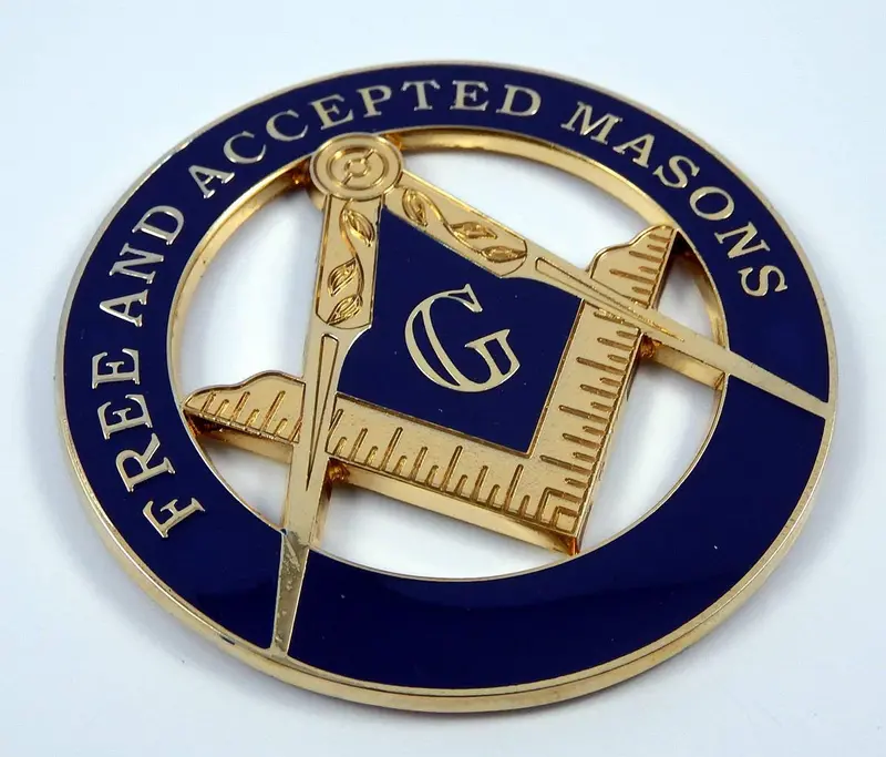 Free & Accepted Masons Chrome Car Decal – 3″ 3D Metal Emblem (MAS6)