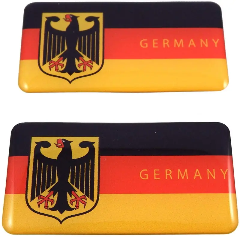 German Flag 3D Domed Decal Set – High-Definition 2.6-Inch Dual-Piece Emblem Sticker