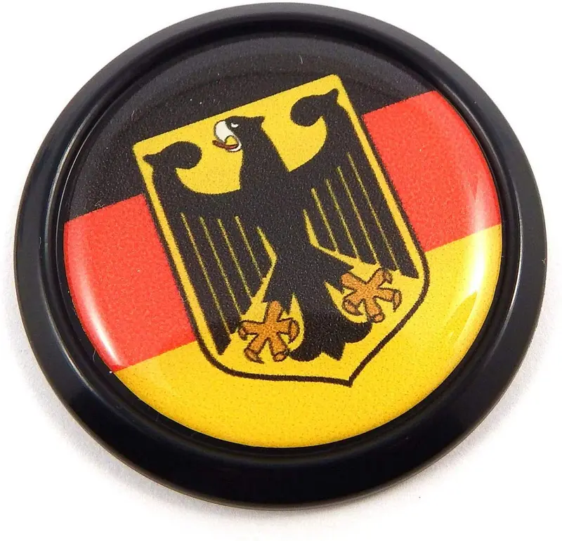 Germany Flag Decal – 3D Black Round Deutsche Vehicle Emblem (1.85″)