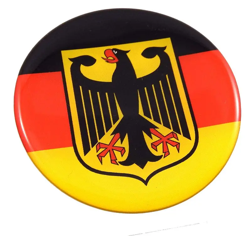 Germany National Flag Round Domed Chrome Vehicle Decal (2.44″)