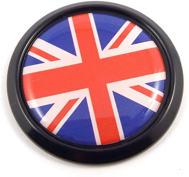 Great Britain Flag Decal – 3D Black Round UK Car Sticker (1.85″)