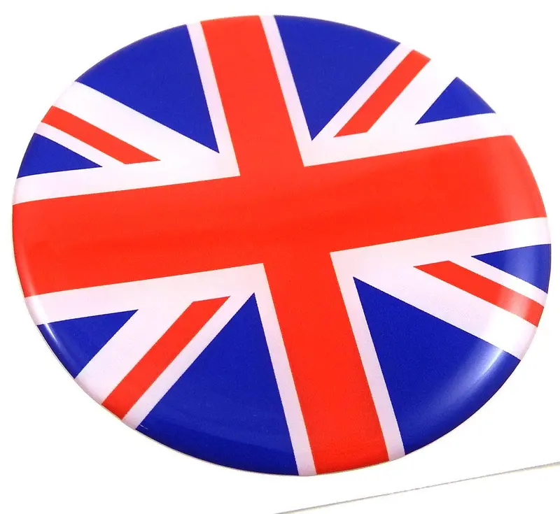 Great Britain Union Jack Round Domed Chrome Car & Bike Emblem (2.44″)