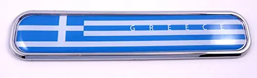 Greece Flag Chrome 3D Auto Emblem – 5.3″ Greek National Symbol Sticker