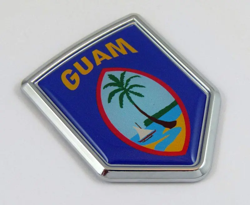 Guam Flag Chrome Car Emblem – US Territory-Themed Adhesive Badge Sticker