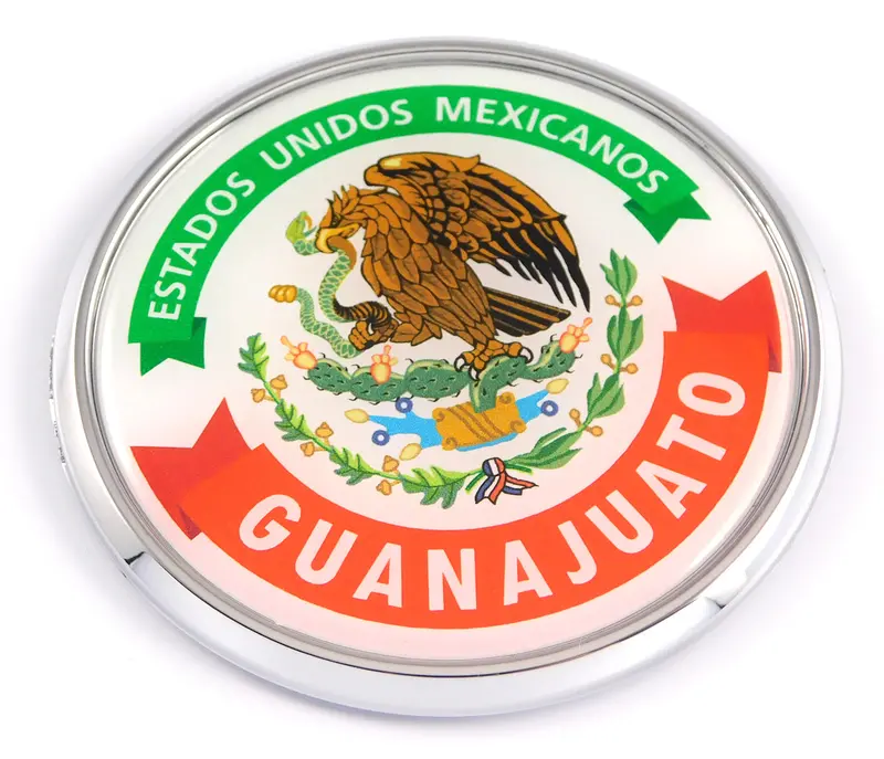 Guanajuato State Chrome Car Emblem – 3D Round Decal, 2.75 Inches