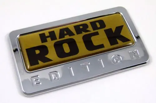 Hard Rock Gold Domed Chrome Emblem Sticker for Vehicles and Bikes