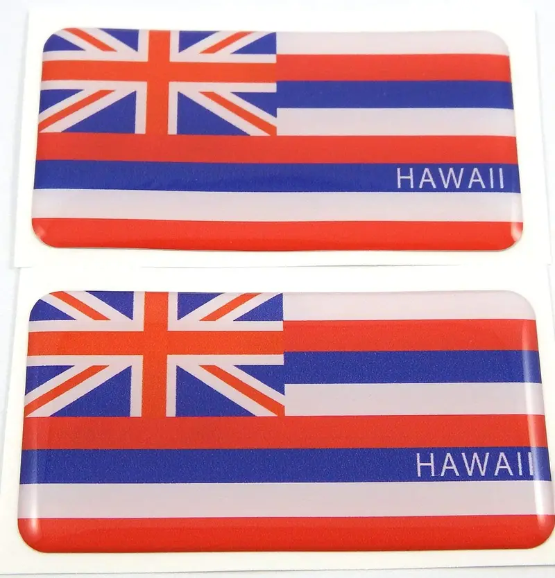 Hawaiian Flag 3D Domed Decal Set – Distinctive 2.6-Inch Dual-Piece Emblem Sticker