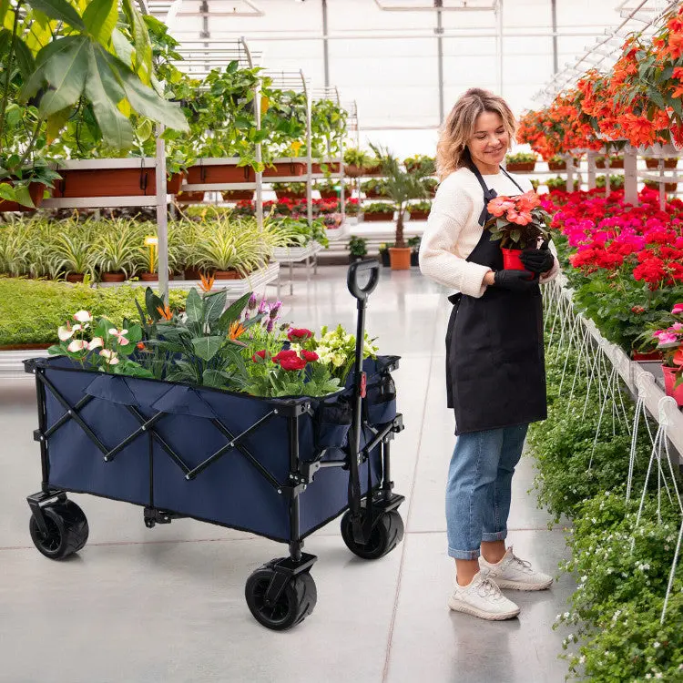Heavy-Duty Foldable Steel Utility Wagon for Garden, Grocery, or Yard Use