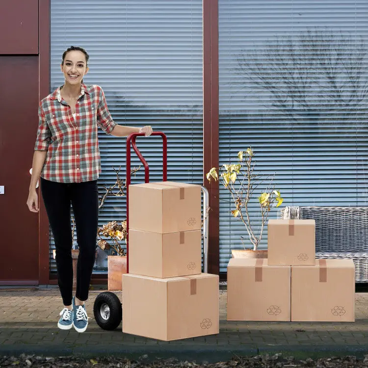 Heavy-Duty P-Handle Hand Truck — Reinforced Steel Frame, Rubber Wheels & Foldable Nose Plate for Easy Loading