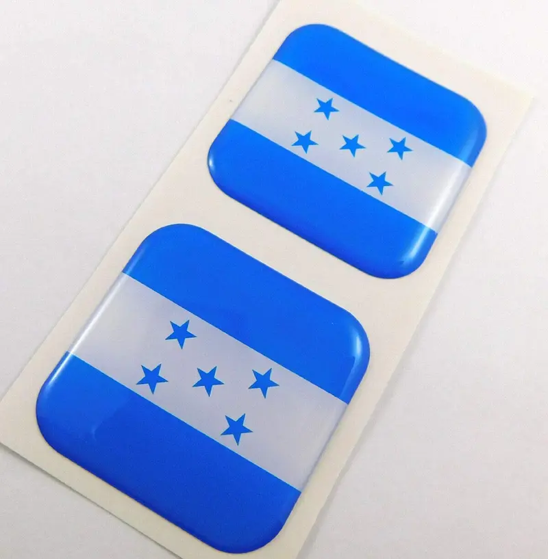 Honduras National Flag Domed Decal – 1.5″ Square Gel Sticker for Cars & Bicycles
