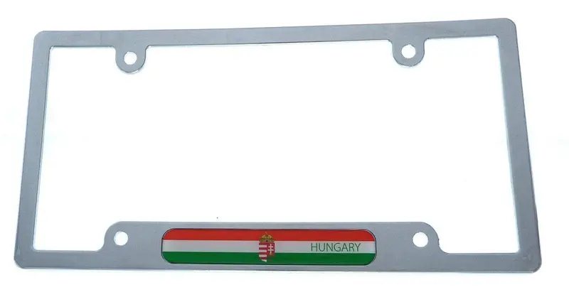 Hungarian National Flag License Plate Frame – Sleek Chrome Plastic Design (CP08)