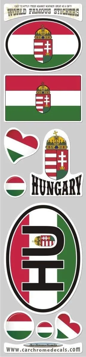 Hungary Flag Sticker Pack – 9-Piece HU-Themed Decals for Vehicles & Devices
