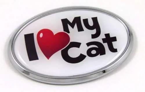I Love My Cat Chrome Pet Decal – Feline Fan Emblem for Cars & Gear