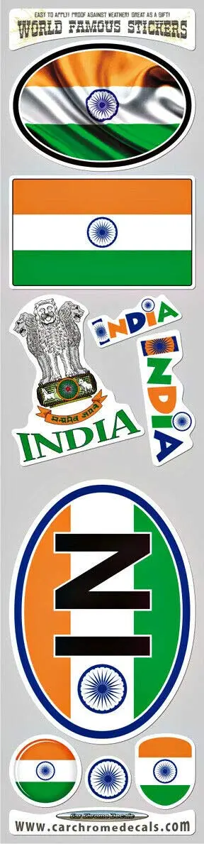 India Flag Sticker Pack – 9-Piece Indian Flag Decals for Cars, Bikes & Laptops