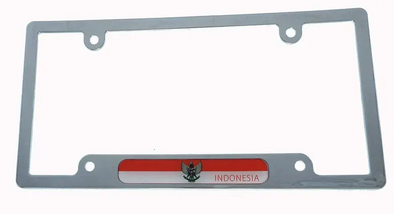Indonesian Flag License Plate Frame – Chrome-Plated Plastic Mount (CP08)