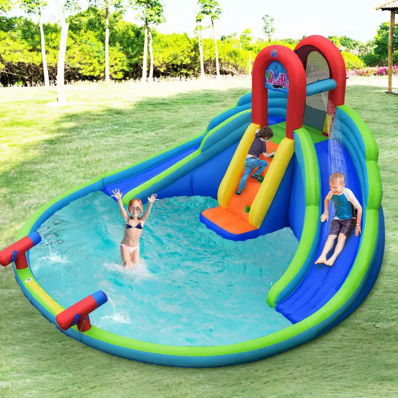 Inflatable Dual-Slide Water Park – Backyard-Friendly Play System for Summer Fun