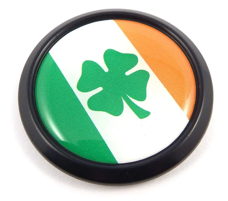 Ireland Flag Decal – 3D Black Round Vehicle Sticker for Cars & Bikes (1.85″)