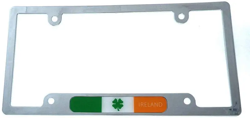 Ireland Flag License Plate Frame – Chrome Plastic Irish Car Tag Holder (Model CP08)