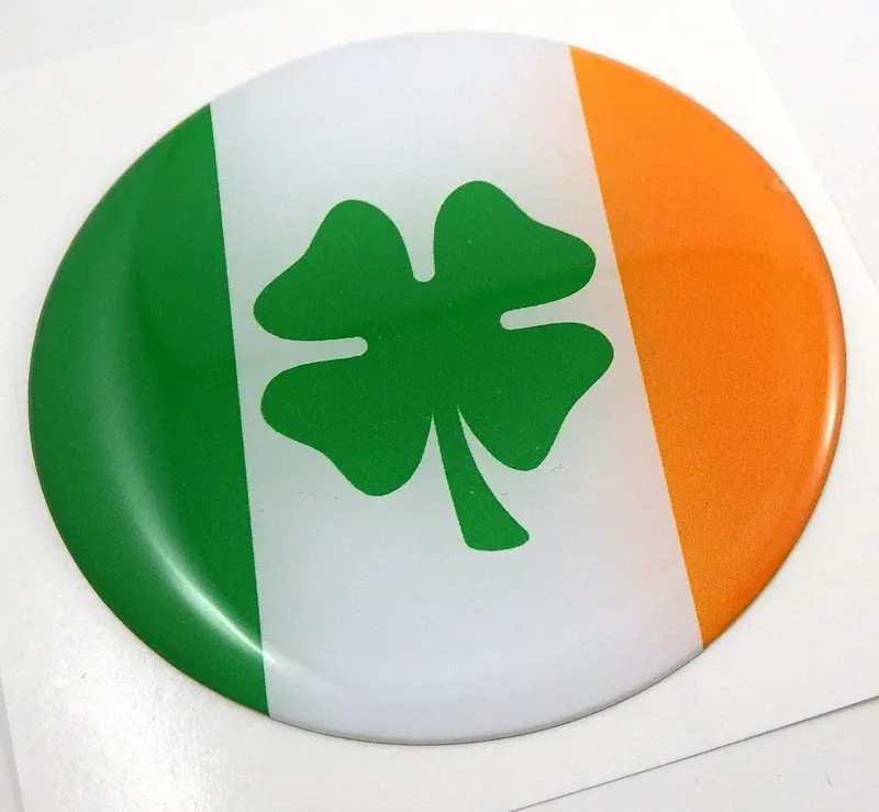 Ireland National Flag Round Domed Chrome Car & Motorcycle Emblem (2.44″)