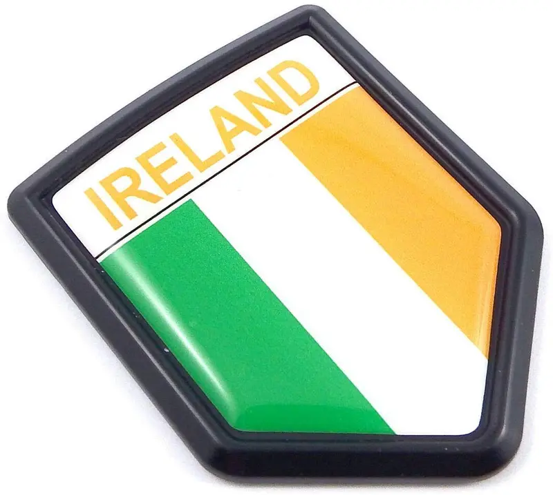 Irish Flag 3D Auto Decal – Black Shield National Emblem for Cars and Bikes