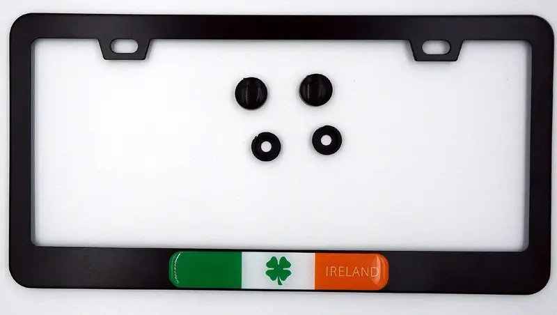 Irish Flag License Plate Frame – Sleek Black Aluminum Car Mount