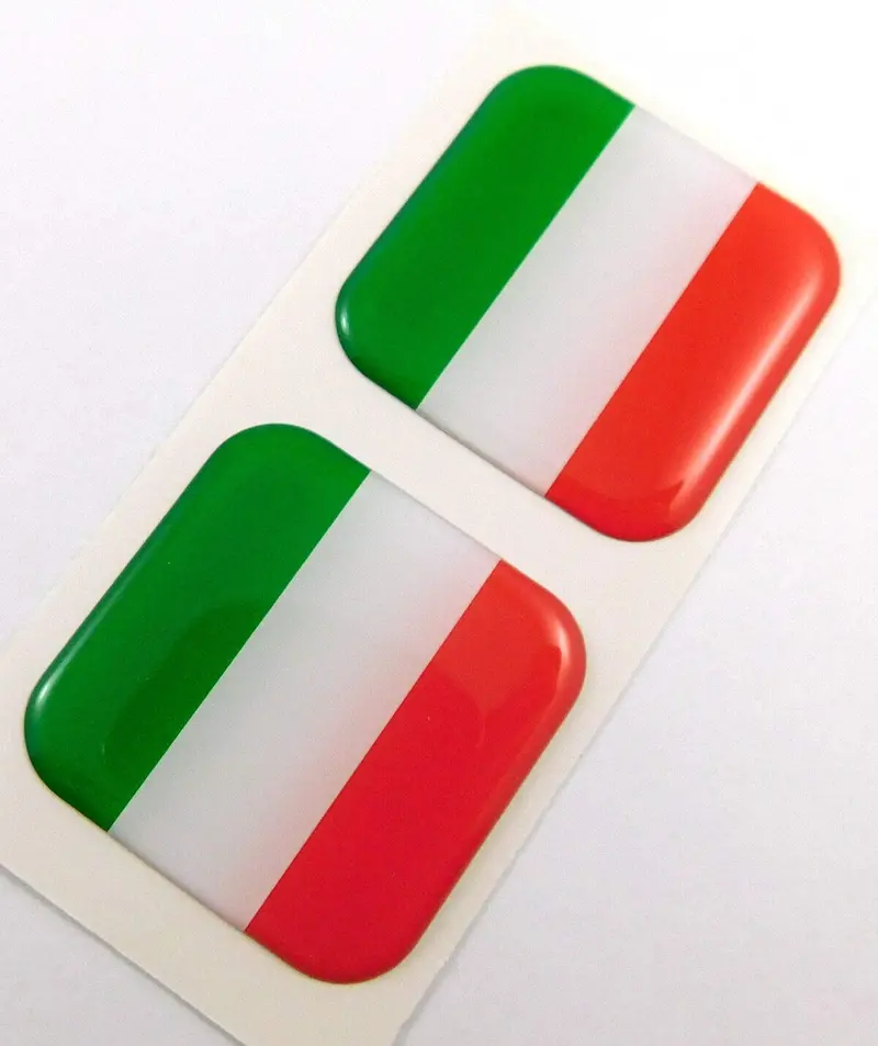 Italian Flag (Italia) Domed Decal – 1.5″ Square Gel Sticker for Automotive & Bike Display