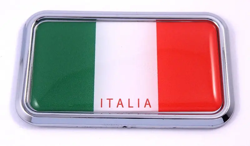 Italy Flag Chrome 3D Car Decal Sticker – 3″ x 1.75″ Rectangular Emblem